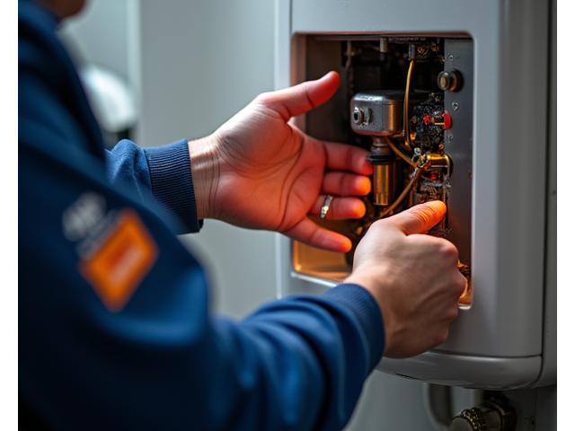Gas engineer servicing a domestic boiler