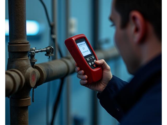 Gas leak detector being used by engineer